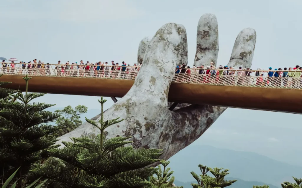 da nang golden bridge vietnam giant hands bridge famous travel destination