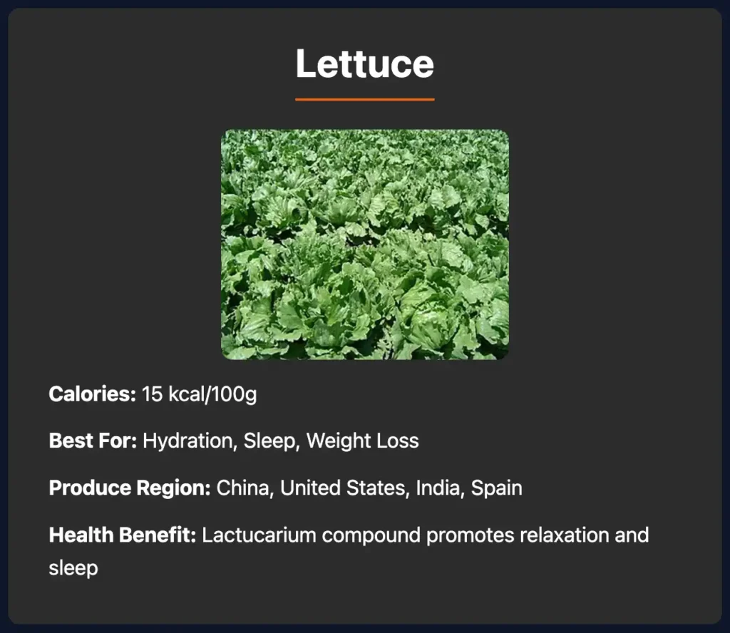 random vegetable generator lettuce result calories benefits example