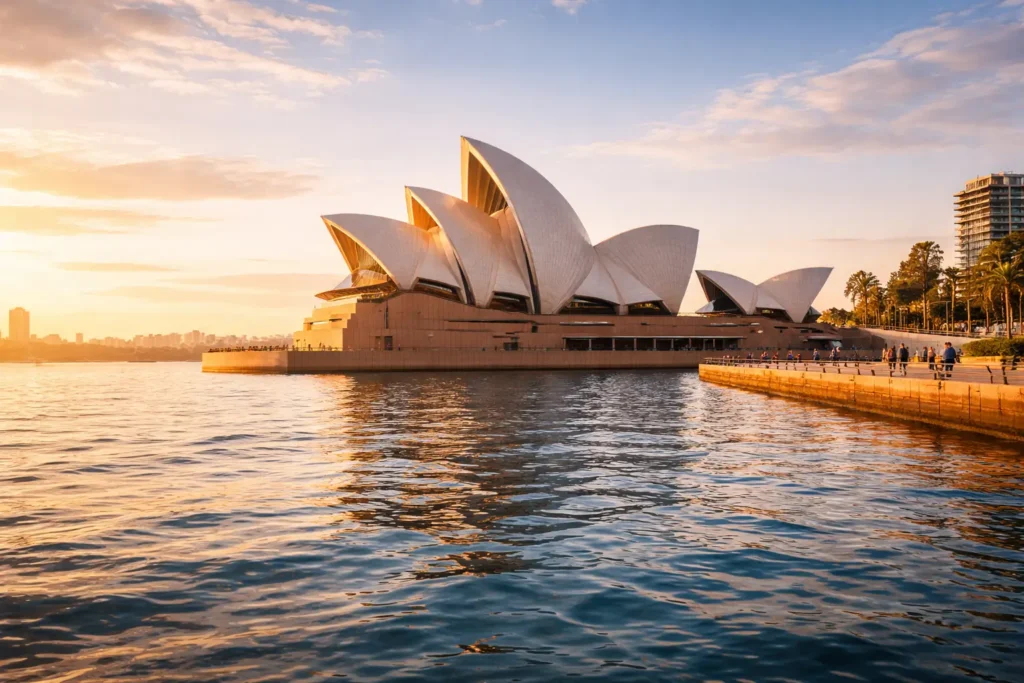 sydney opera house waterfront sunset australia famous travel destination