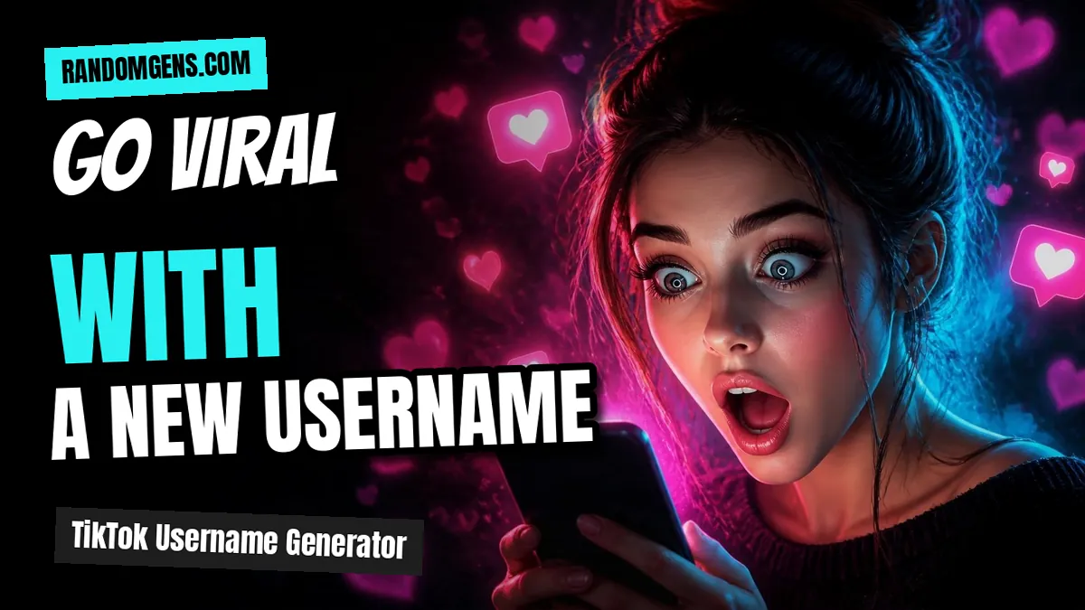 TikTok Username Generator for Aesthetic Creator Handle Ideas 1 Excited teen girl gasping at her phone under a ring light, with the text Go Viral With A New Username